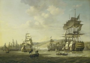 De Anglo-Nederlandse Vloot in de Baai van Algiers die het Ultimatum Ondersteunt om de Christelijke Slaven Vrij te Laten, 26 augustus 1816 door Nicolaas Baur