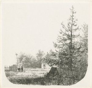 Boomrijk landschap met een ooievaarsnest