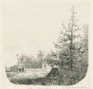 Boomrijk landschap met een ooievaarsnest