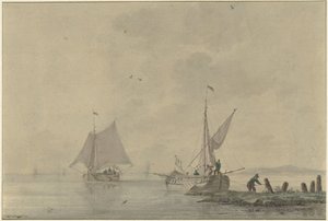 Stil binnenwater met aanleggende boot