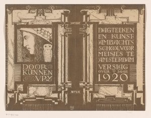Bandontwerp voor: Verslag der Dagteeken- en Kunstambachtschool voor Meisjes te Amsterdam over het jaar 1920 door Nicolaas van de Vecht