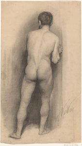 Mannelijk naakt op de rug gezien door Nicolaas van der Waay (signed by artist)