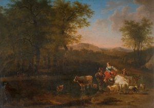 Pastoraal landschap met figuren (1683)
