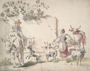 Boeren Gaan naar de Markt door Nicolaes Berchem