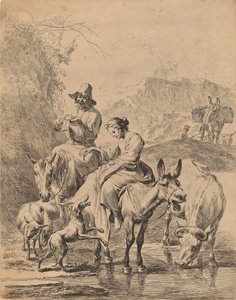 Herderin op een ezel, 1655 door Nicolaes Berchem