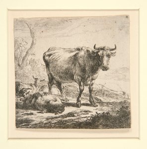 De Set van de Koeien, met de Melkmeid door Nicolaes Berchem