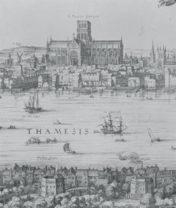 Panorama van Londen en de Theems, detail van deel twee met de St. Paul