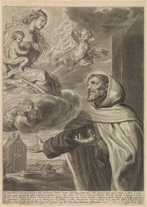 H. Agabus van Jeruzalem aanbidt Maria door Nicolaes Lauwers