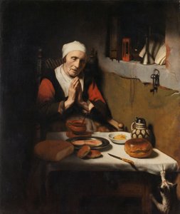 Oude vrouw in gebed, bekend als 