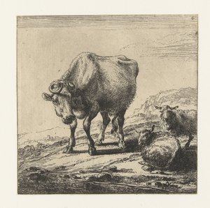 Koe en twee schapen door Nicolaes Pietersz Berchem
