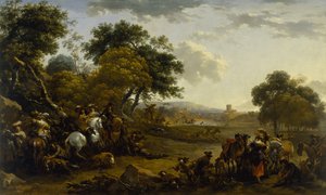 Landschap met jagers