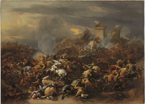 De slag tussen Alexander en Porus door Nicolaes Pietersz. Berchem