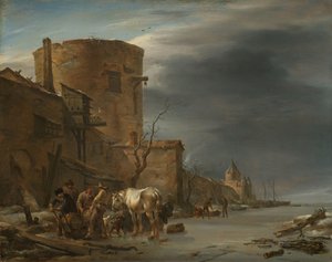De stadswal van Haarlem in de winter