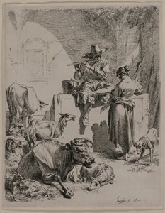 De fluitende herder door Nicolaes Pietersz. Berchem