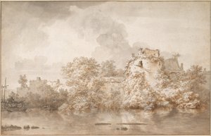 Rivierlandschap bij Montfoort door Nicolaes Pietersz. Berchem