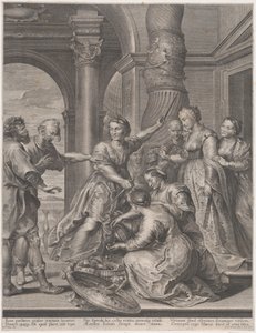 Achilles en de dochters van Lycomedes door Nicolaes Ryckmans