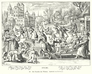 Wintervreugden door Nicolaes de (after) Bruyn