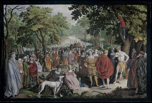 De prediking van Johannes de Doper aan de oevers van de Jordaan door Nicolaes de Bruyn