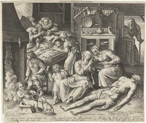 Een huis vol rouw (Domus lamentationis) door Nicolaes de Bruyn