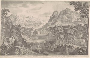 Hosea en de overspelige vrouw in een landschap