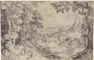 Landschap met hertenjacht