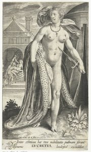 Lucretia met dolk tegen haar borst door Nicolaes de Bruyn