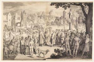 Sadrach, Mesach en Abednego in de brandende kachel door Nicolaes de Bruyn