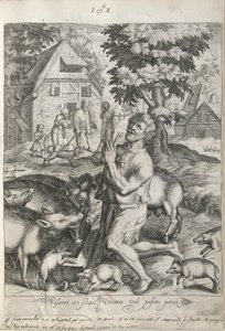 De Verloren Zoon tussen de Varkens, plaat 5 uit Het Verhaal van de Verloren Zoon door Nicolaes de Bruyn