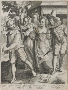 De verloren zoon wordt uit een taverne verdreven, plaat 4 uit Het verhaal van de verloren zoon door Nicolaes de Bruyn