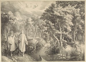 Verzoeking van Christus in de woestijn door Nicolaes de Bruyn