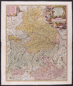 Kaart van Beieren, Nicolaes Visscher, cartograaf, rond 1730 door Nicolaes the Elder (after) Visscher