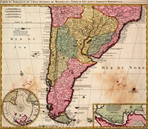 Kaart van Paraguay, Chili, Straat Magellaan en Tierra del Fuego in Zuid-Amerika, c.1720