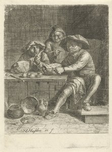 Boeren aan een tafel met brood