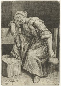 Jonge vrouw met kruik in de hand door Nicolaes van Haeften