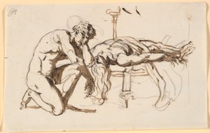 Achilles rouwt om de dood van Patroklos