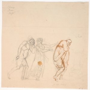 Davus Mysis en Chremes. Studie voor het schilderij Chremes luistert naar (dienstmeisje) Mysis