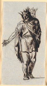 Een Oudnoordse (?) Koningfiguur, Staande met Kroon op het Hoofd
