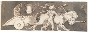 Fries met jongen bij de wagen van Bacchus en Mars (of Pluto) getrokken door leeuwen door Nicolai Abildgaard