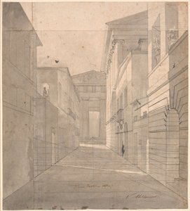 Straat in een antieke stad. Perspectivische studie voor het schilderij "Simo vertrouwt zich toe aan Sosia" door Nicolai Abildgaard