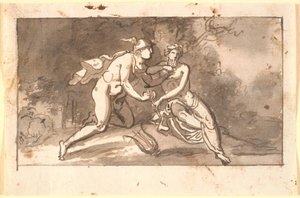 Hermes leert een jonge man (Apollo?) fluit spelen door Nicolai Abildgaard