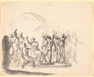 Compositie met zittende koning omringd door naakte figuren door Nicolai Abildgaard