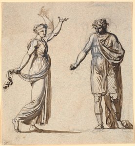Man en vrouw in antieke kleding