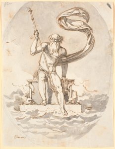 Oceanus op zijn troon in de zee