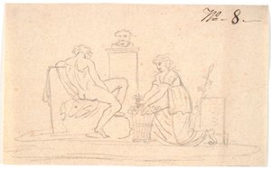Scène met twee figuren door Nicolai Abildgaard