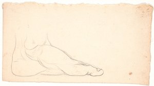 Schets van voet van opzij gezien. Hiel links. door Nicolai Abildgaard