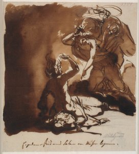 De aartsengel Michaël strijdt met Satan over het lichaam van Mozes door Nicolai Abildgaard