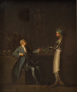 De Vrouw van de Dokter Onthult de Intentie van haar Man om Niels Klim te Anatomiseren door Nicolai Abildgaard