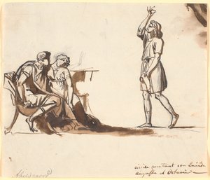Drie figuren in antieke kleding