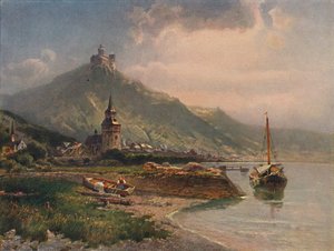 Braubach en de Marksburg, 1923 door Nicolai Astudin