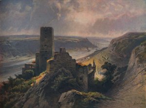 Burg Gutenfels met Uitzicht op Oberwesel, 1923 door Nicolai Astudin